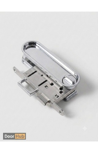 Bright Chrome Sliding Door Handle Set – Telescopic Lock for Wooden & Aluminium Doors